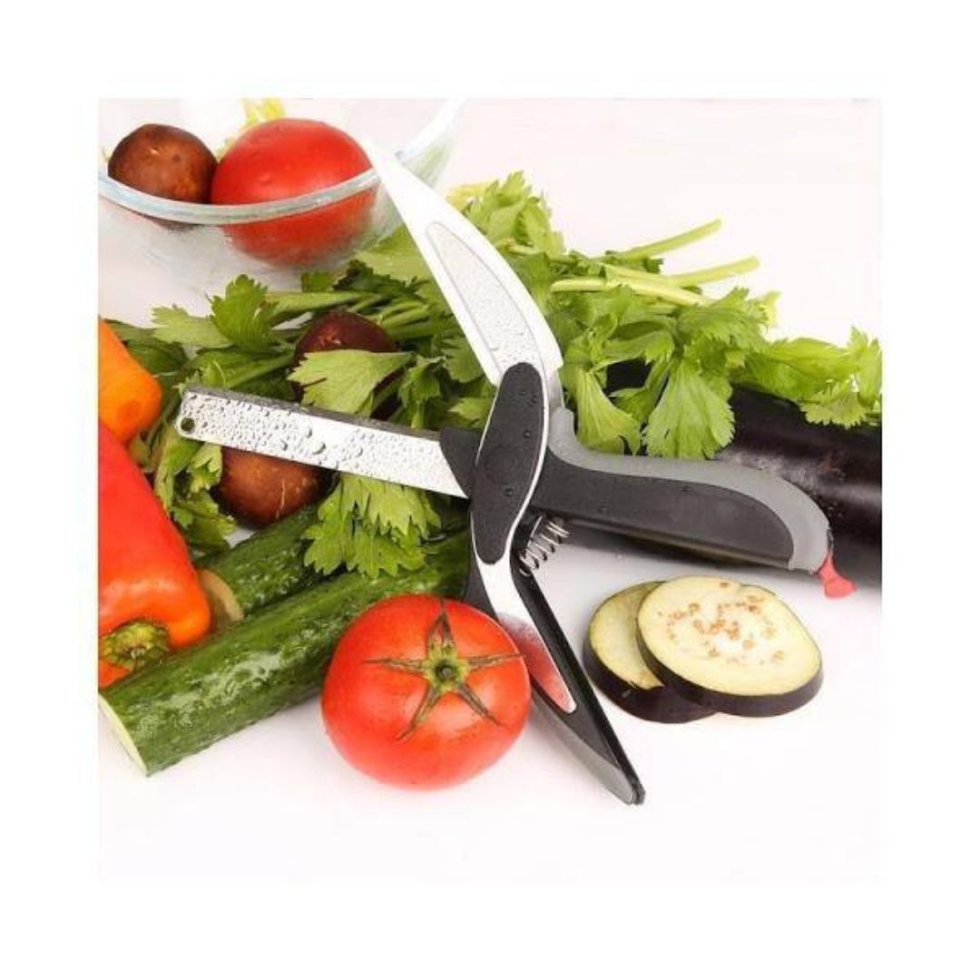 Foarfecă de Bucătărie 2 în 1 pentru Legume și Verdeață, cu Lame Razor Sharp din Inox