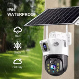 Cameră de Supraveghere 4G cu Panou Solar, Lentile Duble, 4K 8MP, cu Senzor de Mișcare