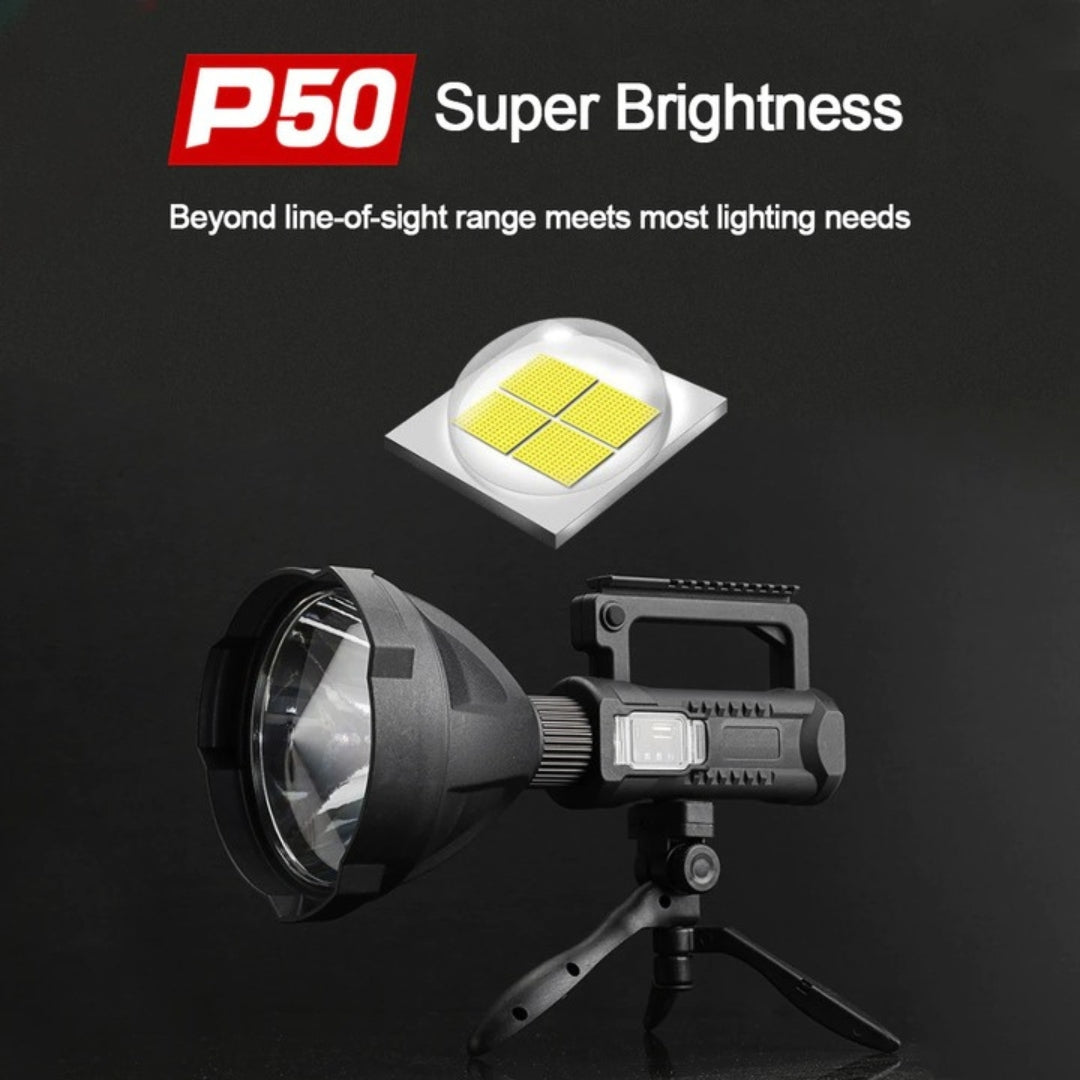 Lanternă LED 5119 Reîncărcabilă, 4000 Lumeni, 40W, cu Funcție Powerbank și Trepied