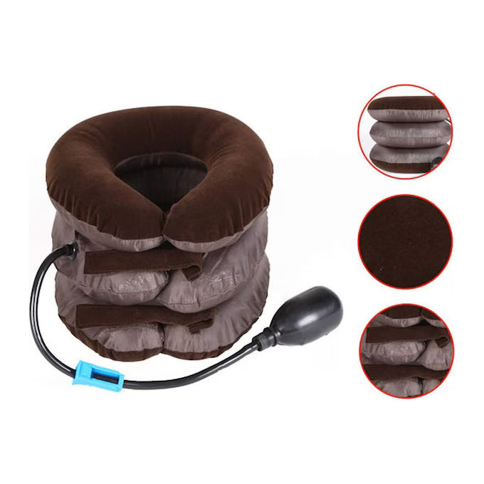 Guler Cervical Pneumatic AKU cu 3 Straturi și Pompă, pentru Tracțiune Cervicală