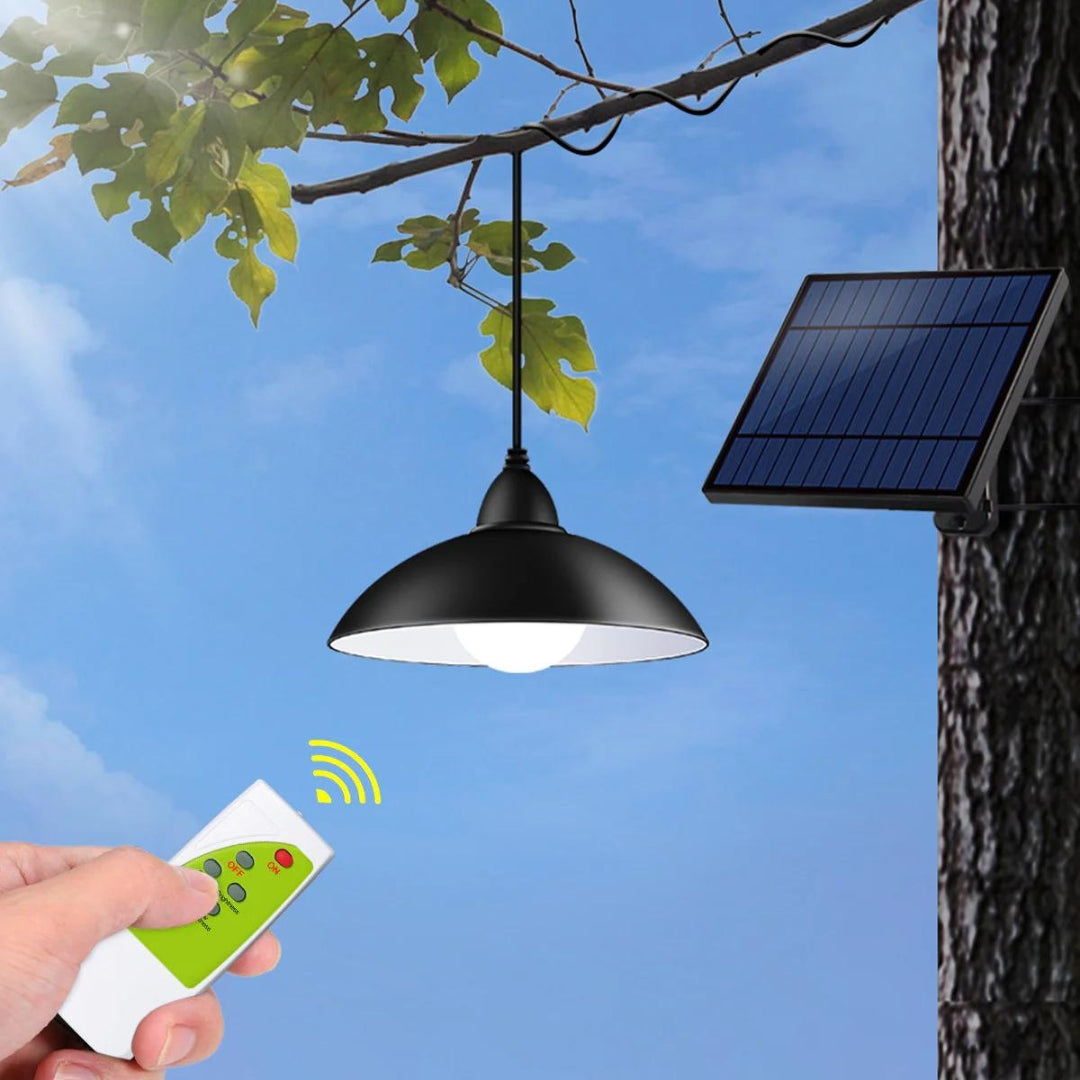 Set 2 Lampi Solare Suspendate cu Abajur și Telecomandă – Lumină Fixă în Grădină, Terasa sau Balcon