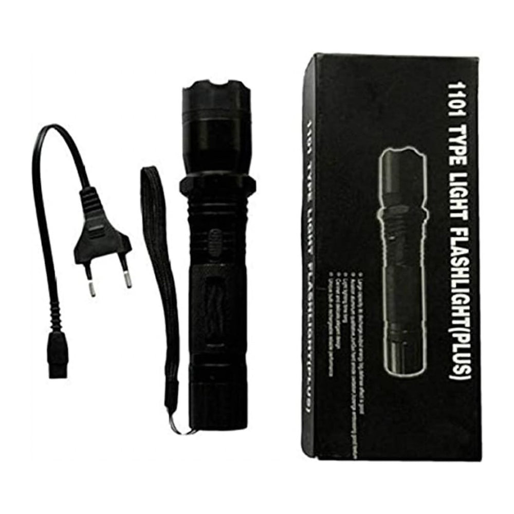 Lanternă cu Electroșoc 1101, cu Încărcare USB, 180 lm, din Aluminiu, Neagră