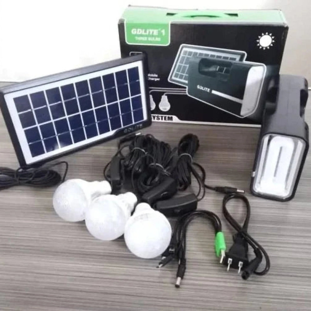 Kit de Iluminare cu 3 Becuri LED și Încărcare Solară GDlite 16, pentru Camping și Pene de Curent