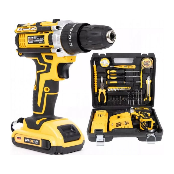 Trusa bormasina cu percutie, 2 acumulatori, 24V, 30 accesorii