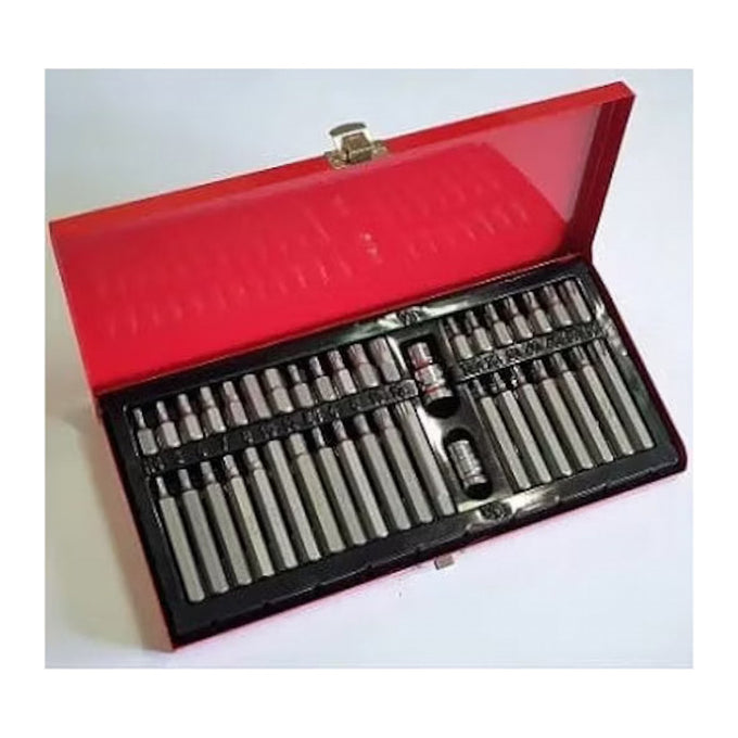 Set 40 de Biți Hex, Torx și Spline Grosley, 30 mm și 75 mm, cu Adaptoare pentru Clichet