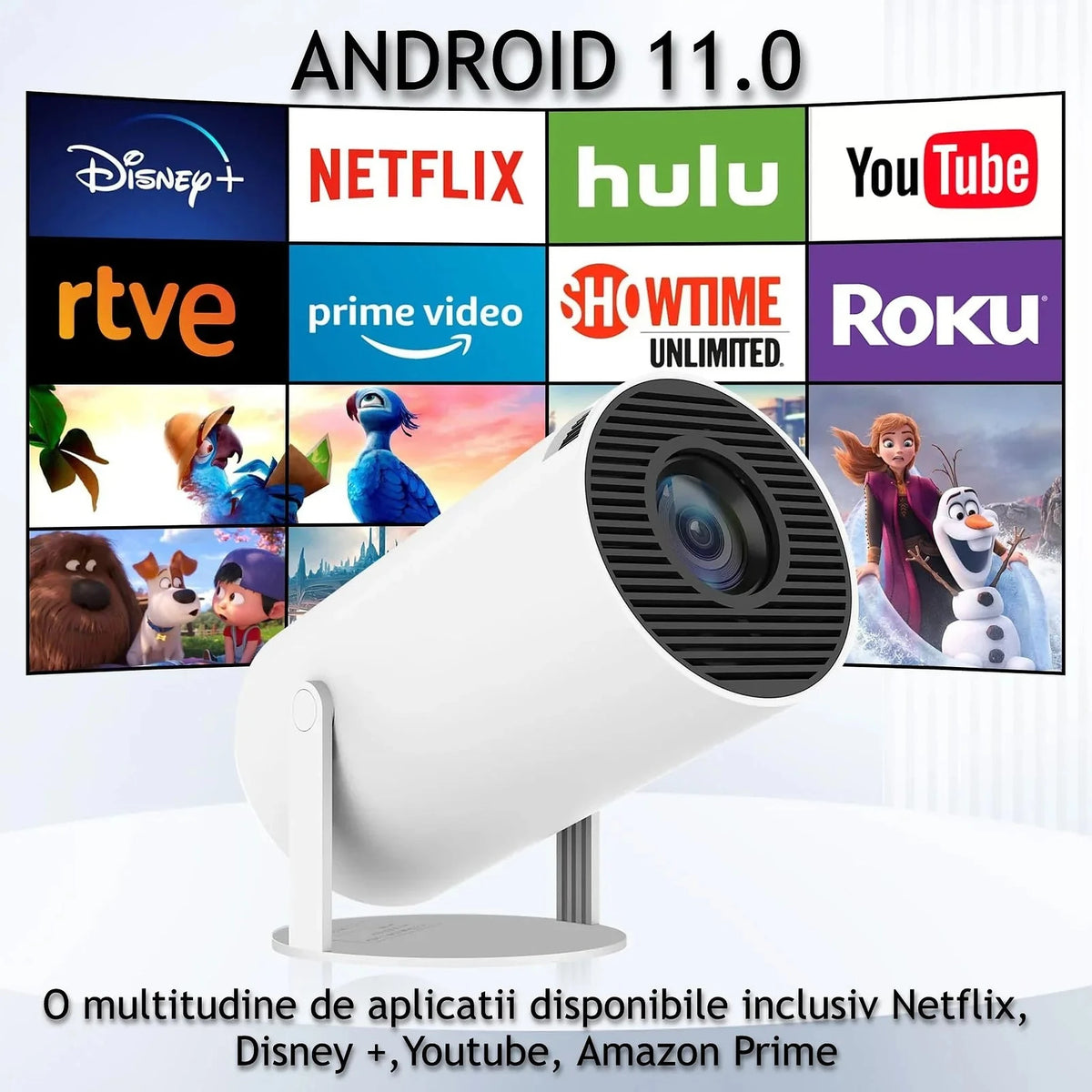 Videoproiector Portabil HY300 HD 1280 x 720, cu Wi-Fi, Bluetooth și HDMI