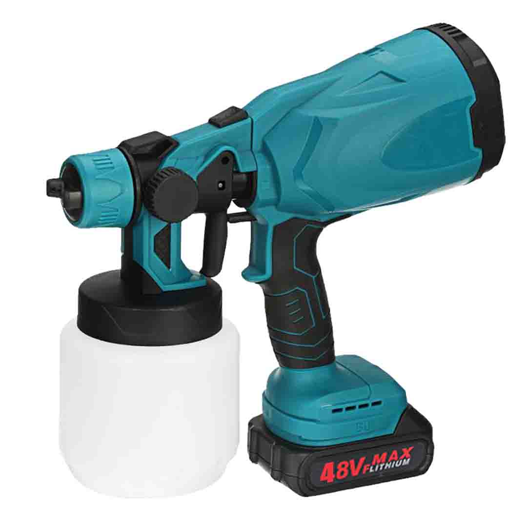 Pistol de Vopsit, 2 Acumulatori de 48V, Rezervor 800mL, 650mL/min, Trusa Depozitare