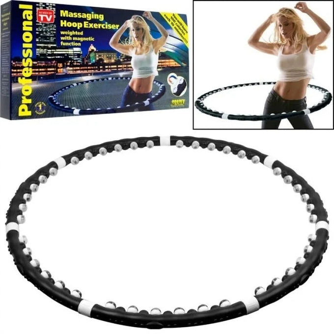 Cerc Hula Hoop de Fitness și Masaj cu Bile Magnetice, 102 cm, Demontabil
