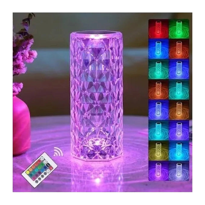 Lampă de Birou tip Cristal cu 16 Culori, 21,5 cm, cu Efect de Lumină Texturată