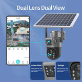 Cameră de Supraveghere cu Panou Solar, 4G, Lentile Duble, 4K 8MP, cu Senzor de Mișcare