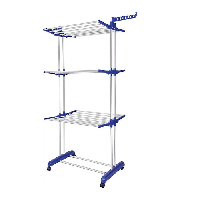 Uscător Vertical Pliabil pentru Rufe Flyme, cu Roți, 3 Straturi Retractabile și 2 Aripi, din Inox