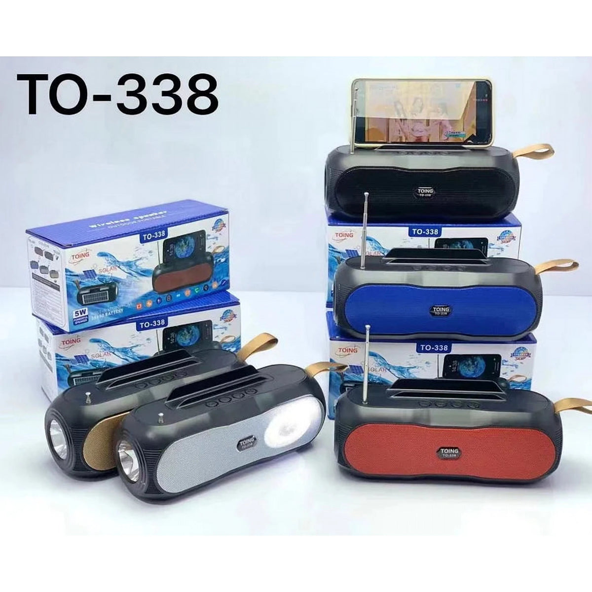Boxă Bluetooth Stereo Toing TO 338 cu Încărcare Solară, USB, Card TF, Radio FM și Hands-Free