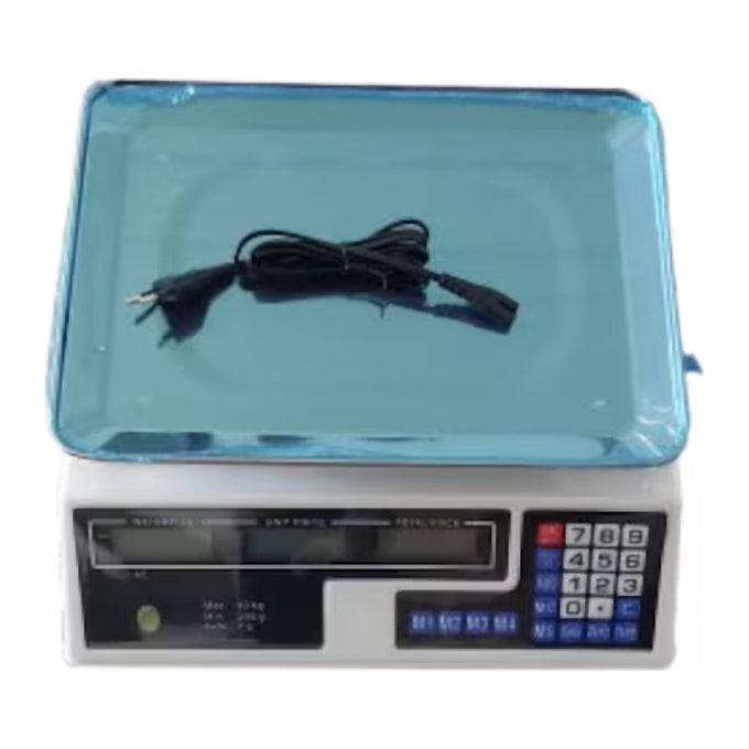 Cântar Electronic cu Platformă 40 kg, cu Dublu Afișaj, Calcul Automat al Prețului și Acumulator