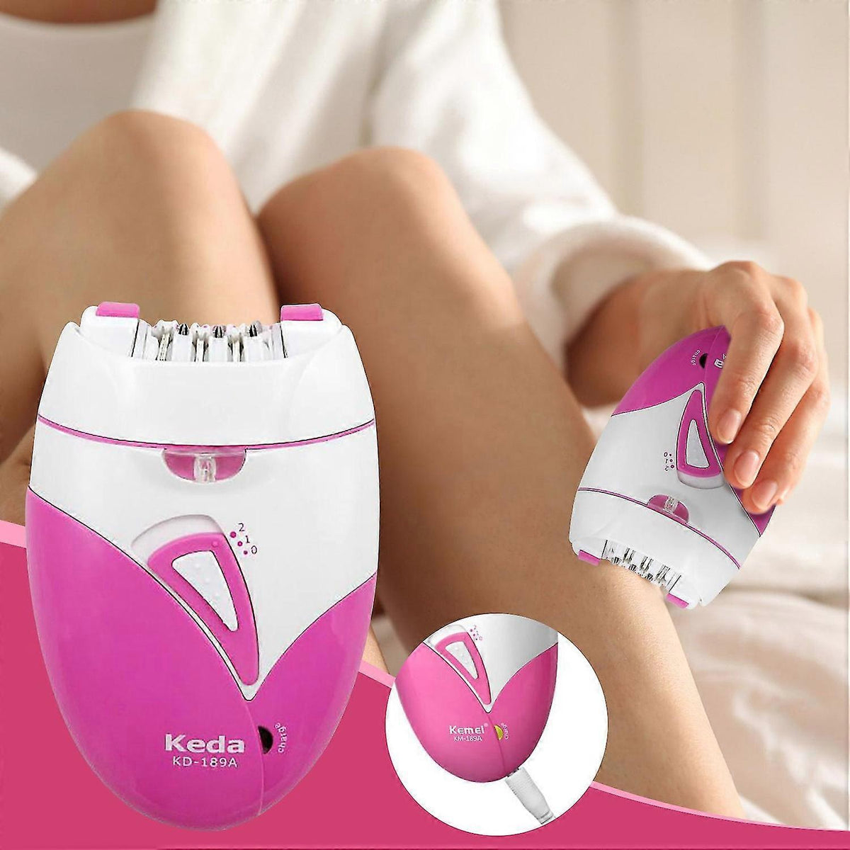 Epilator Electric Reîncărcabil pentru Femei Keda, cu 9 Penseturi și Lamă din Aliaj de Titan