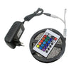 Bandă LED RGB SMD 3528, 5 m, 4,8W/m, cu Telecomandă IR cu 24 de Taste și Transformator Inclus
