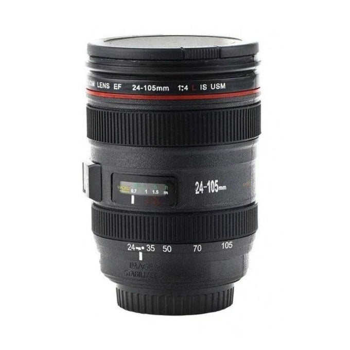 Cană Termos în Formă de Obiectiv Foto, 400 ml, cu Capac