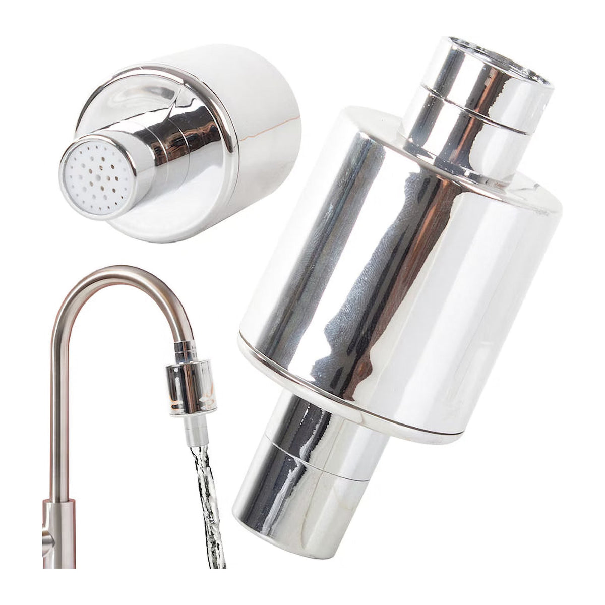 Set Aerator și Adaptoare pentru Baterie Sanitară JRM-YQ001, cu Clemă Metalică, Argintiu