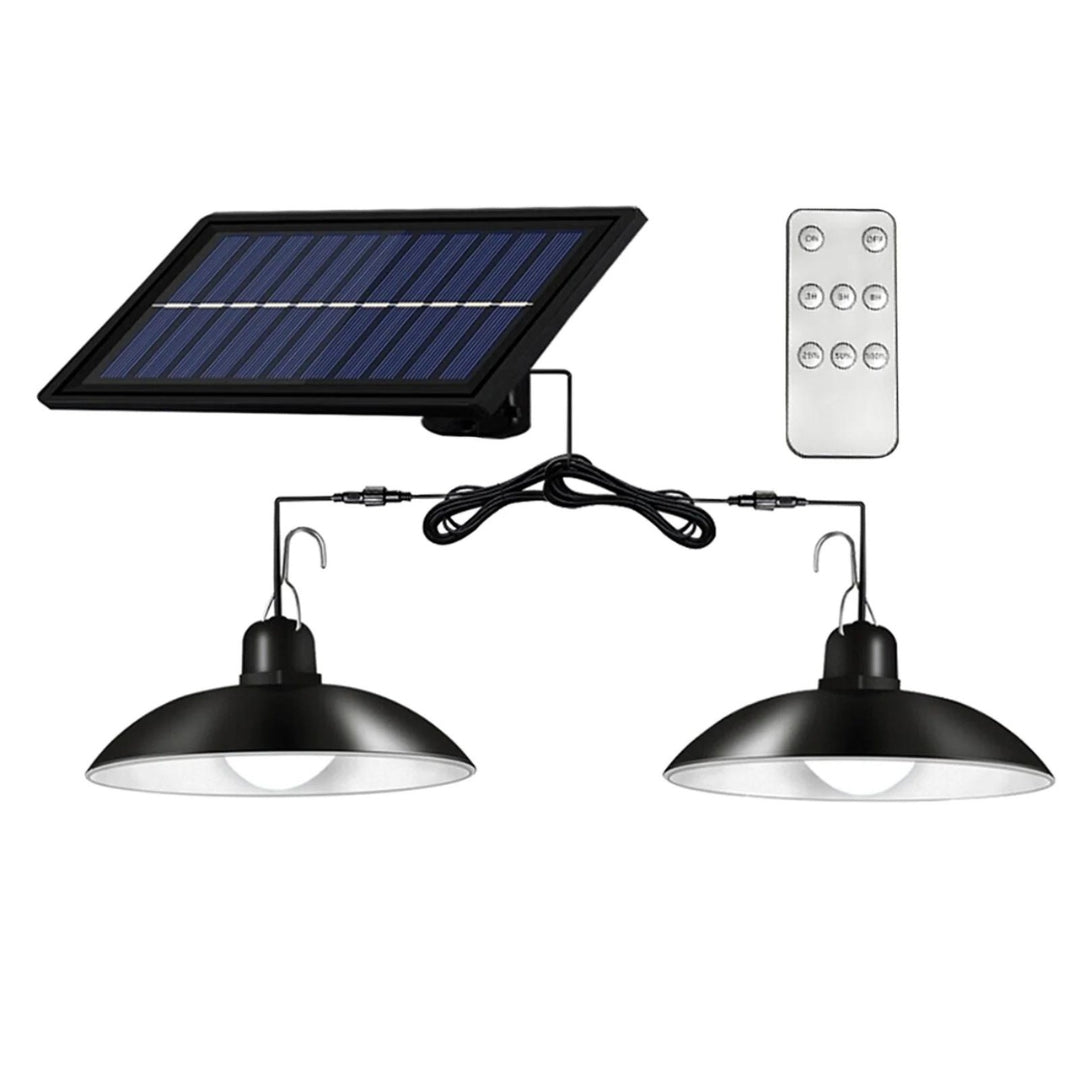 Set 2 Lampi Solare Suspendate cu Abajur și Telecomandă – Lumină Fixă în Grădină, Terasa sau Balcon