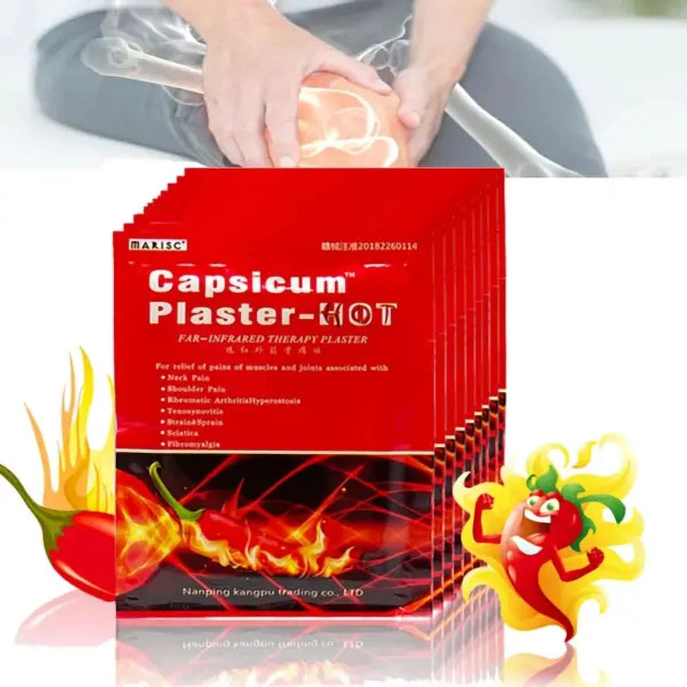 Set 10 Plasturi Încălzitori cu Capsicum pentru Dureri Musculare, 10 x 7 cm