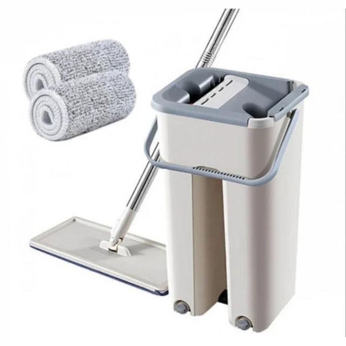 Mop cu Două Recipiente Separate, Rezerve din Microfibră, Mop Scratch Plat