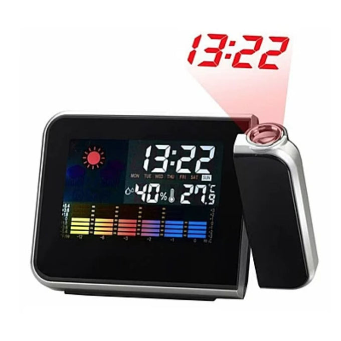 Ceas Electric cu Proiecție Oră, Calendar, Alarmă, Temperatură și Umiditate, Ecran Color