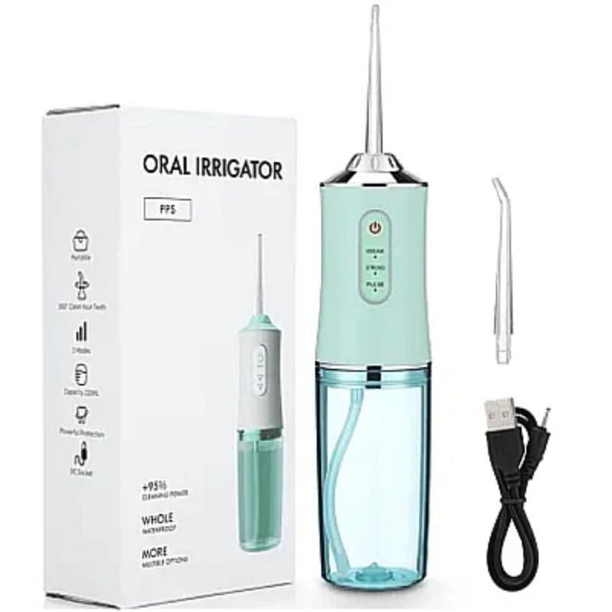 Irigator Oral 220 ml, Duș Bucal Reîncărcabil cu 4 Capete și 3 Moduri de Curățare