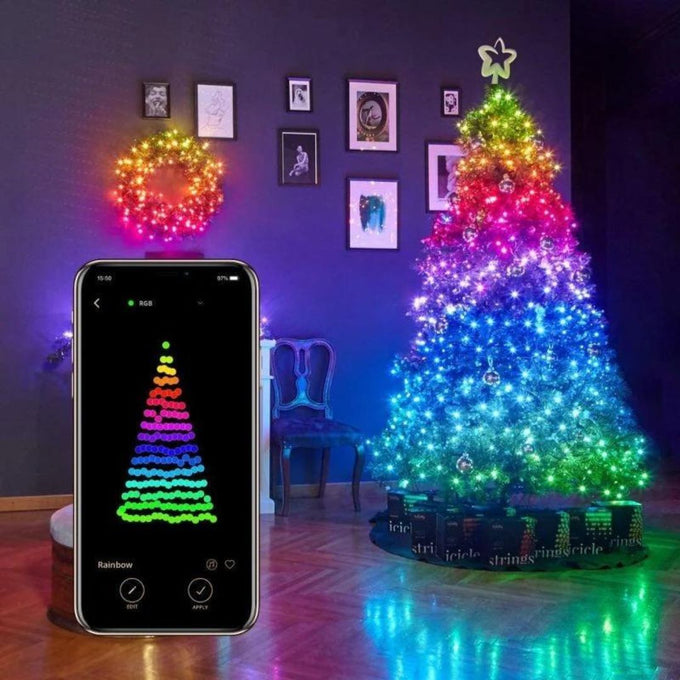 Instalație Smart RGB de 8 m pentru Brad de Crăciun, cu Aplicație