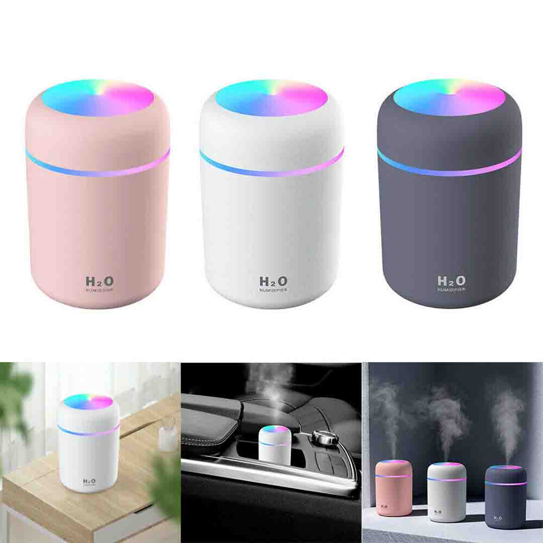 Umidificator și Difuzor cu LED pentru Casă, Birou sau Mașină, 300 ml, cu USB