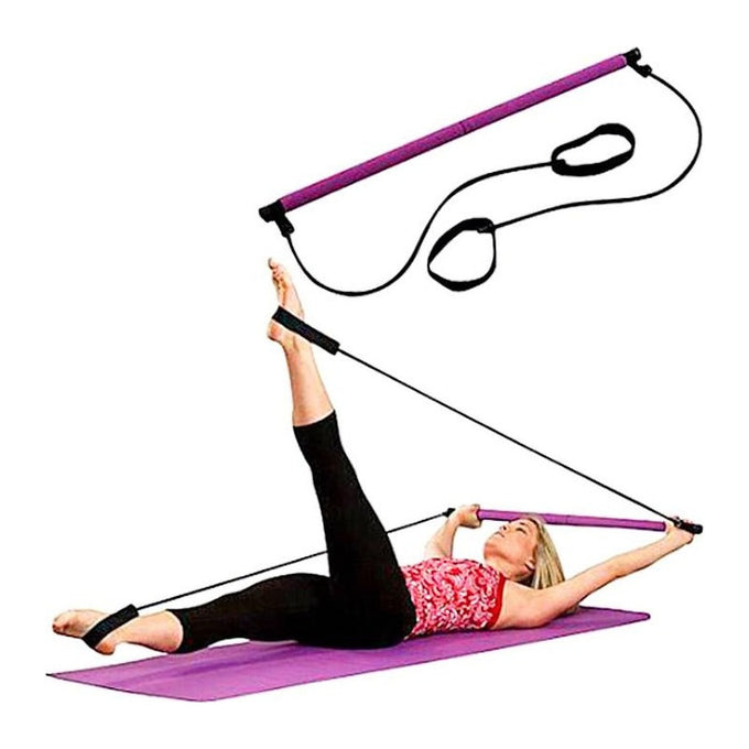 Bară Fitness cu Benzi Elastice din Latex, Multifuncțională, cu 2 Mânere Antiderapante