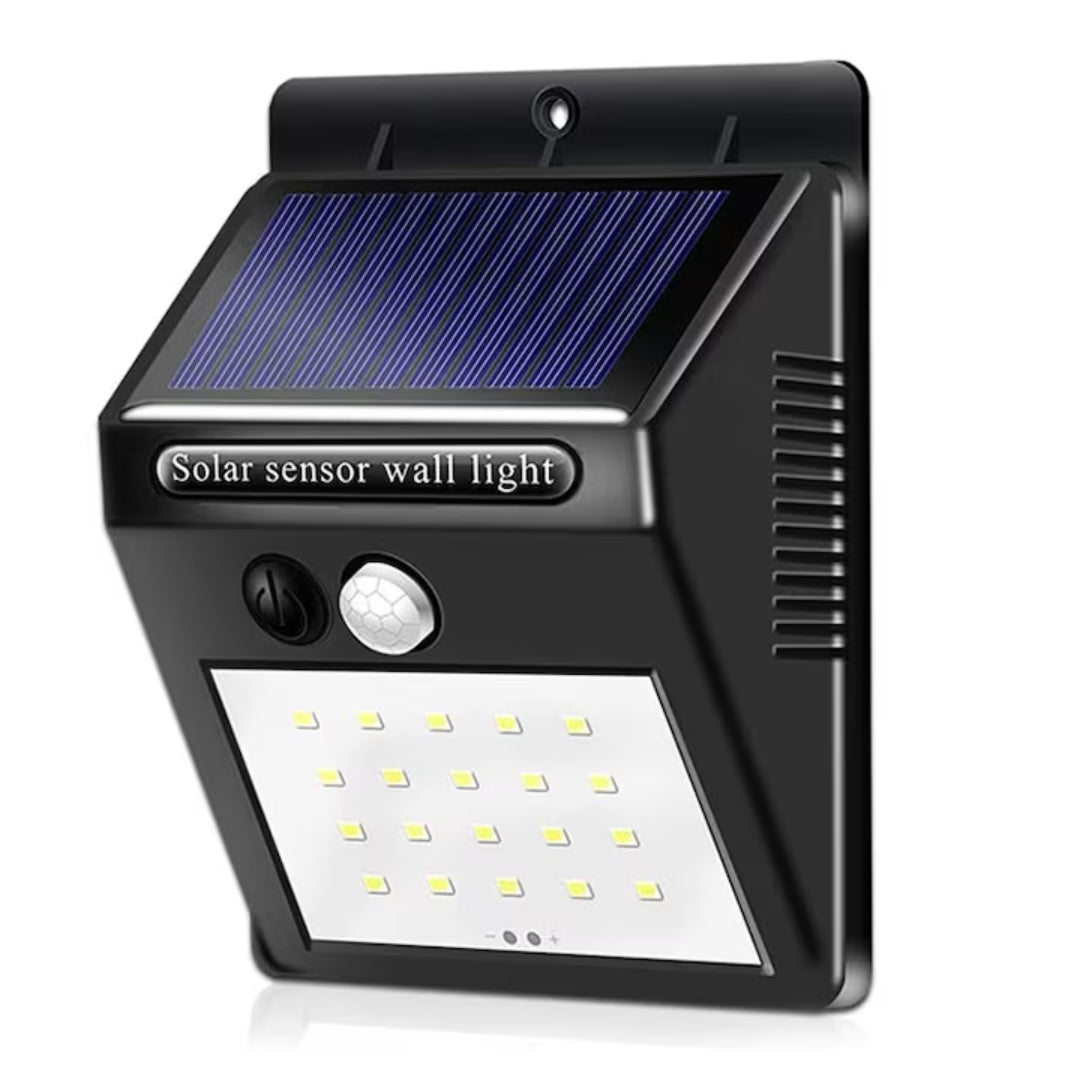 Lampă LED cu Încărcare Solară și Senzor de Mișcare, 20 LED-uri, Autoadezivă