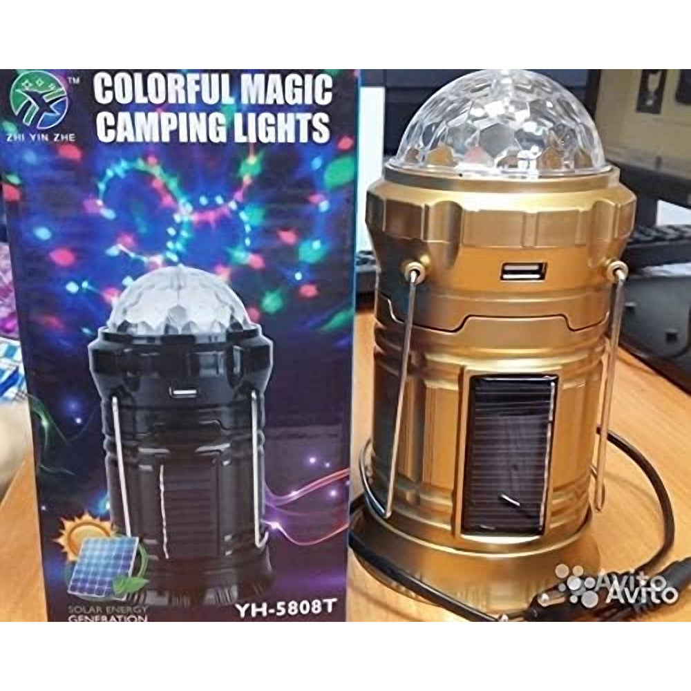 Felinar Pliabil de Camping 4 în 1 cu Lampă Disco, Lanternă și Power Bank