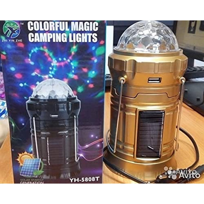 Felinar Pliabil de Camping 4 în 1 cu Lampă Disco, Lanternă și Power Bank
