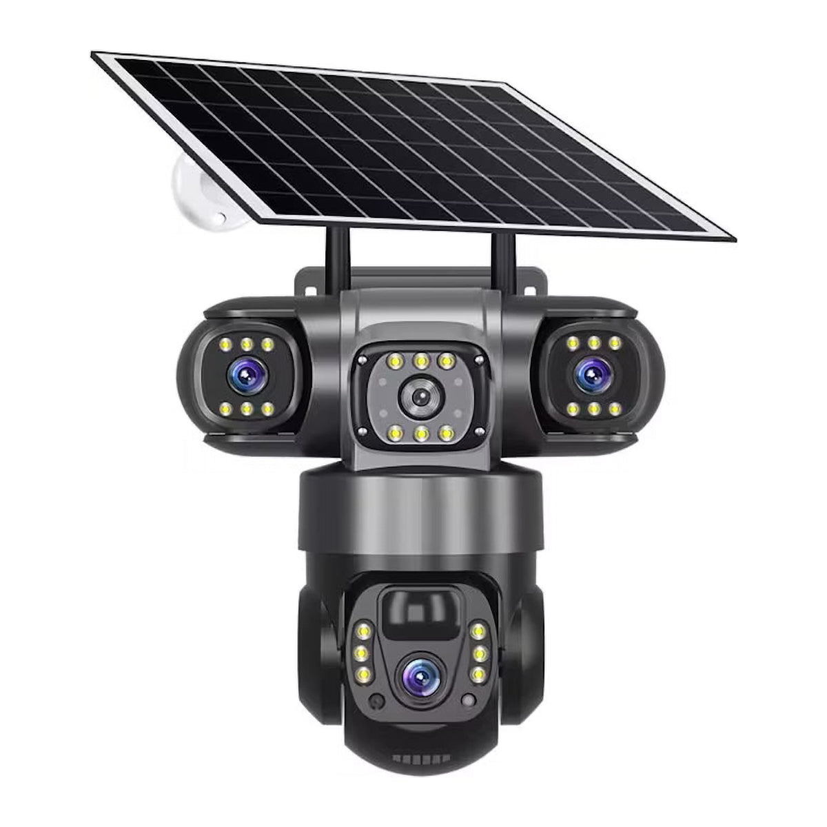 Cameră de Supraveghere Solară 4G cu SIM, 6MP, 3 Obiective, Vedere Nocturnă, IP66