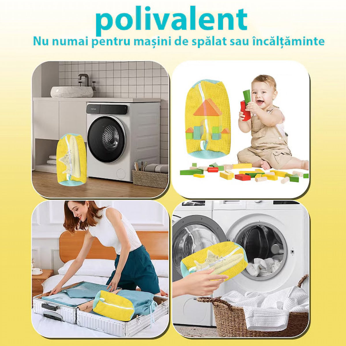 Sac pentru Spălat Încălțămintea în Mașină, 39 x 19 cm, Căptușeală Chenille