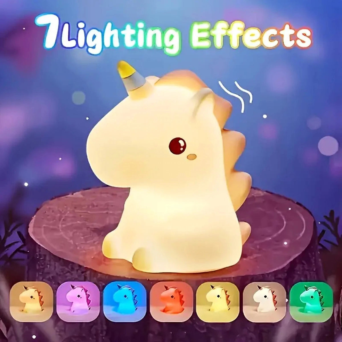 Lumină de Noapte Lampă LED Unicorn, cu Încărcare USB și Schimbare de Culori