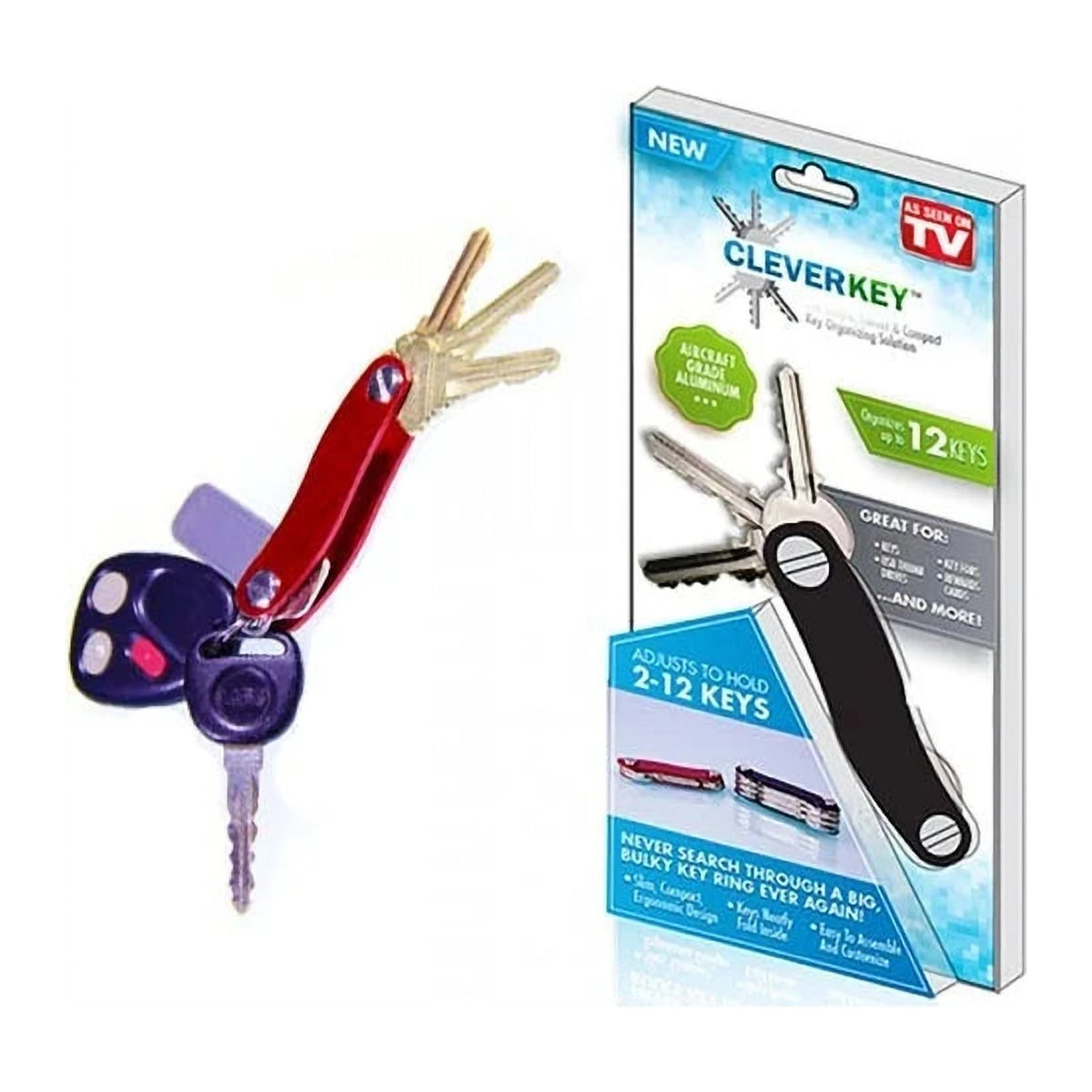 Organizator tip Breloc pentru 12 Chei Clever Key, din Aluminiu