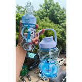 Sticlă cu Pai Design Ursuleț Kawaii, Mare, Transparentă, cu Curea Ajustabilă și Cataramă