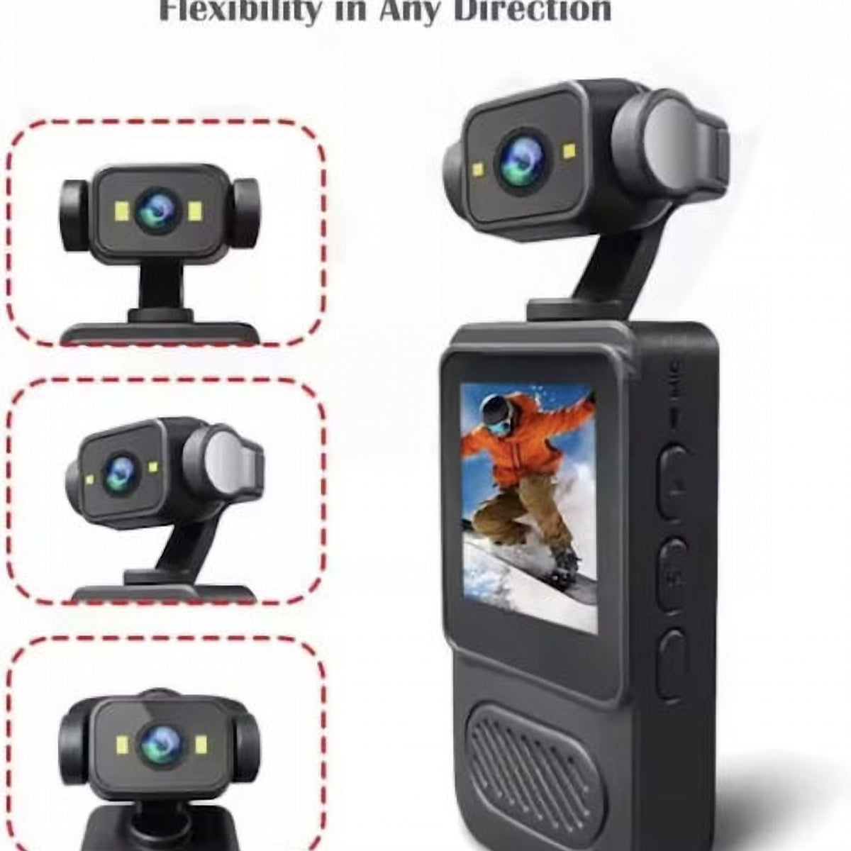 Cameră de Acțiune Full HD 1080p cu Câmp Vizual de 360°, Ecran de 1,31 Inch și Wi-Fi