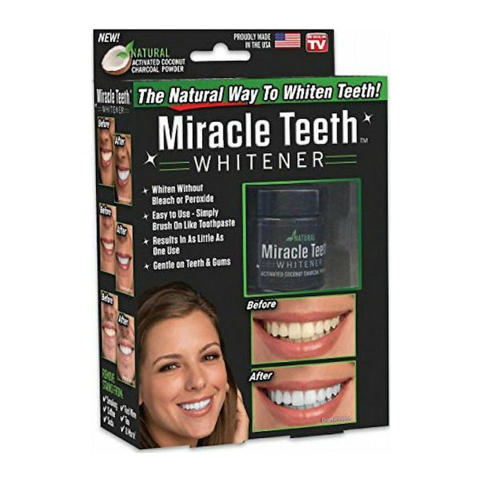 Miracle Teeth Pudră pentru Albirea Dinților cu Cărbune Activ, 20 g