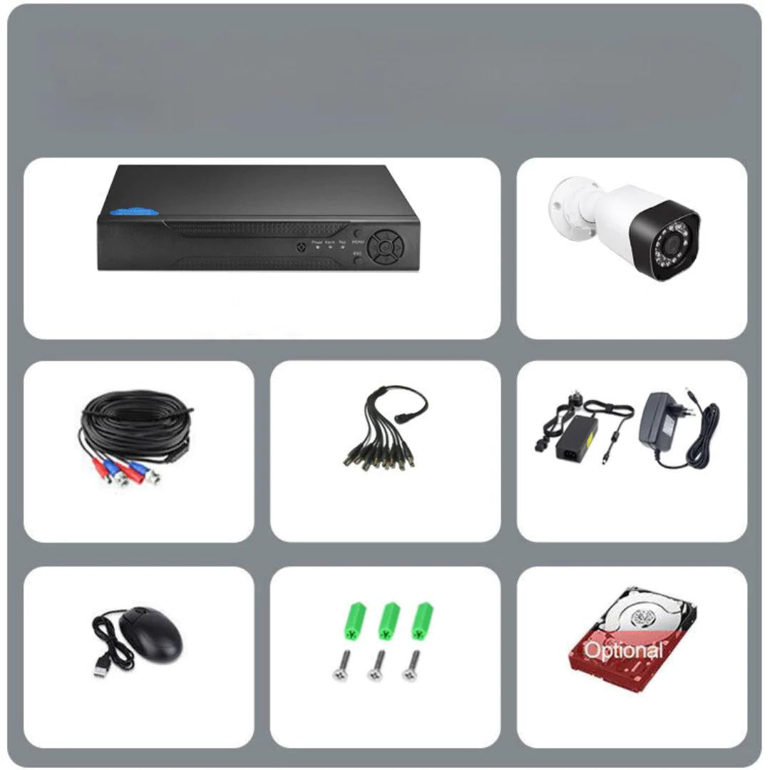 Sistem Supraveghere AHD CCTV cu DVR 4 Camere, Infraroșu și Vizionare pe Telefon