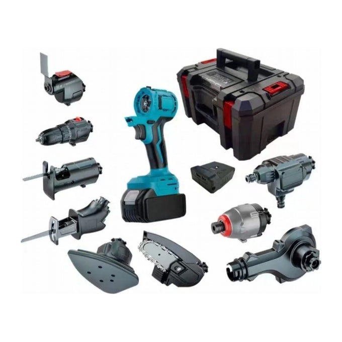 Set Multifuncțional de Unelte Electrice 21V pe Baterie, cu 10 Unelte și Accesorii