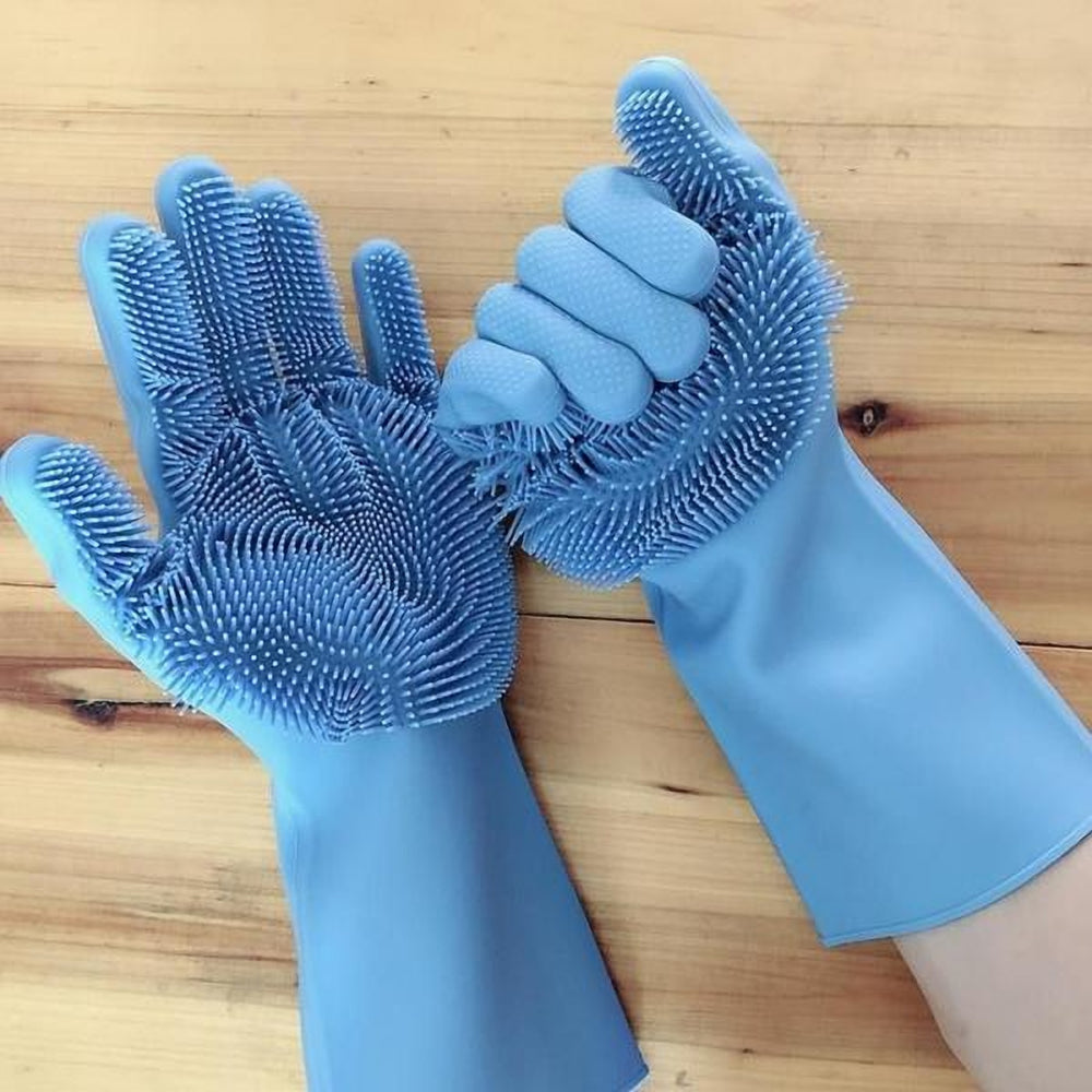 Mănuși de Bucătărie cu Perii Flexibile din Silicon, pentru Spălat Vase, Mărime Universală