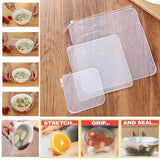 Set 4 Folii din Silicon Reutilizabile pentru Alimente Stretch and Fresh
