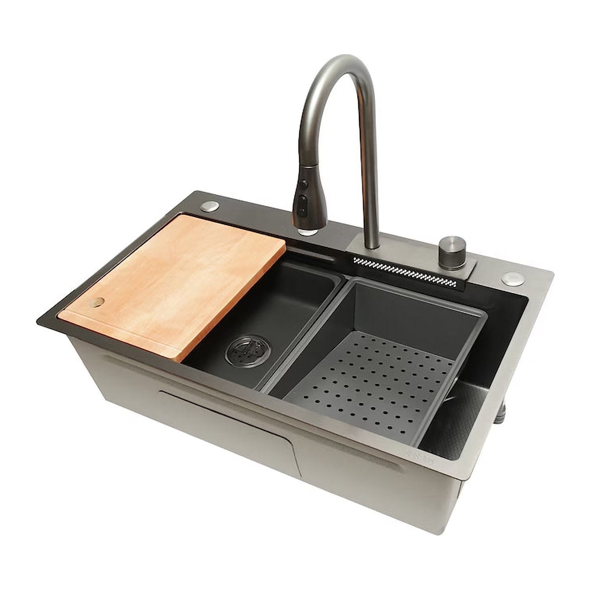 Chiuvetă Multifuncțională de Bucătărie din Inox 75 x 46 x 22 cm, cu Baterie, Sifon și Accesorii