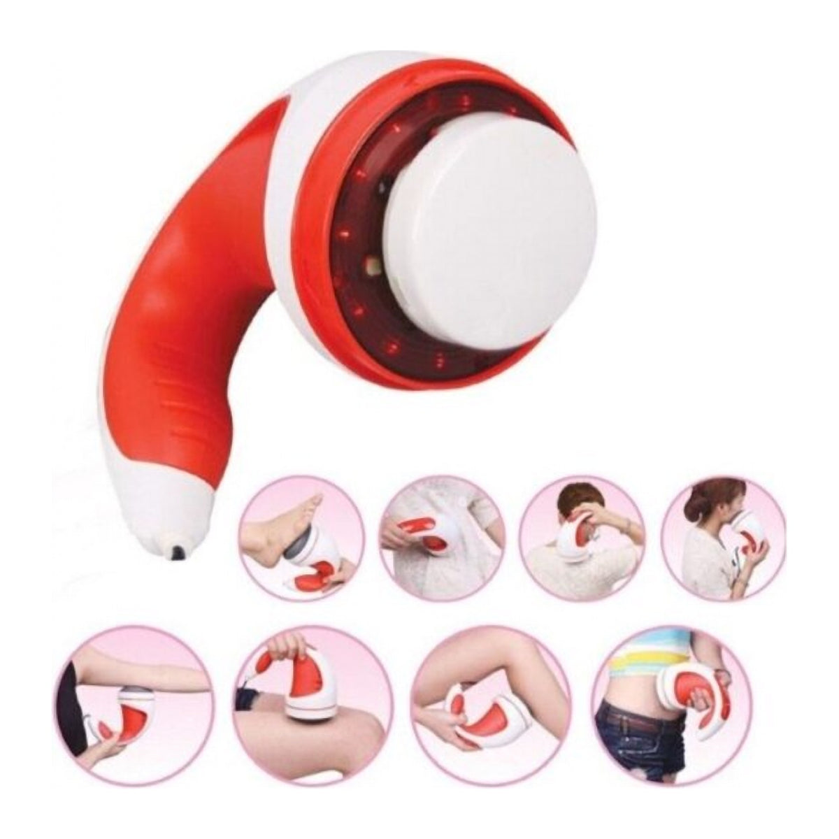Aparat de Vibromasaj Relax Red Power, cu 2 Capete de Masaj și 12 LED-uri cu Infraroșu