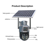 Cameră de Supraveghere cu Panou Solar, 4G, Lentile Duble, 4K 8MP, cu Senzor de Mișcare