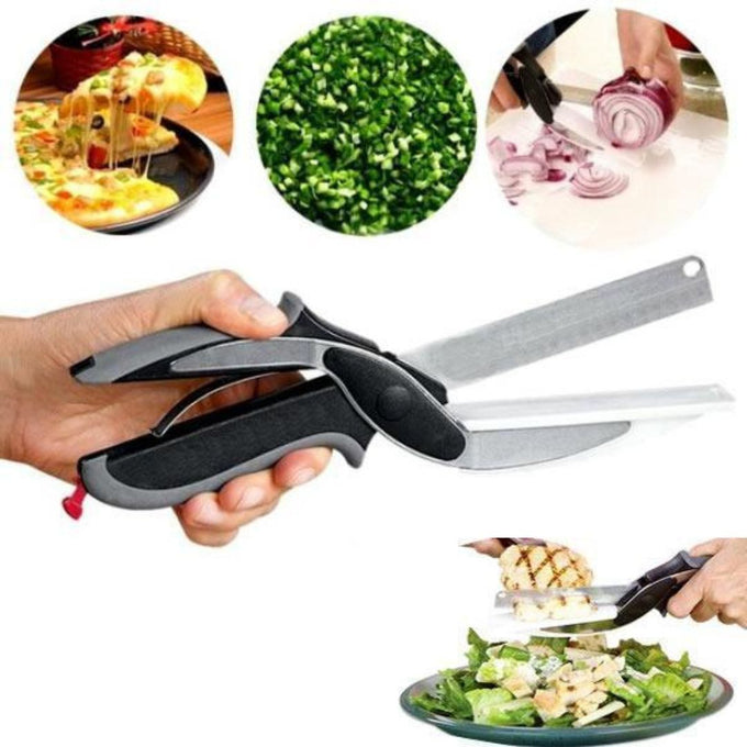 Foarfecă de Bucătărie 2 în 1 pentru Legume și Verdeață, cu Lame Razor Sharp din Inox