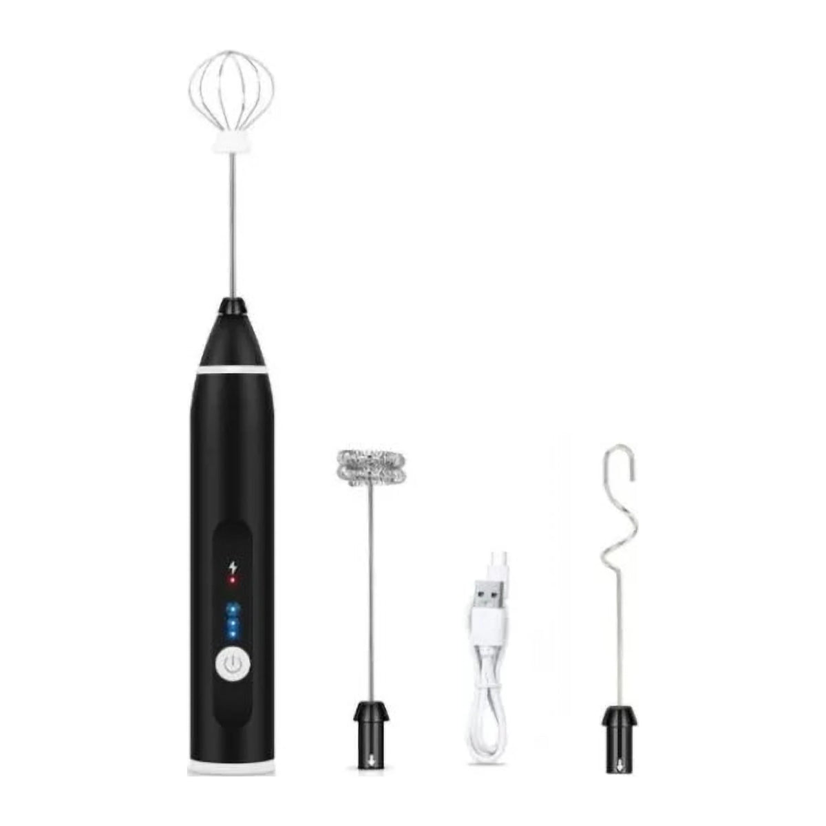 Tel Electric cu Încărcare USB, cu 2 Capete Interschimbabile din Inox, pentru Frappe, Spumă și Creme