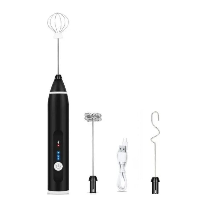 Tel Electric cu Încărcare USB, cu 2 Capete Interschimbabile din Inox, pentru Frappe, Spumă și Creme