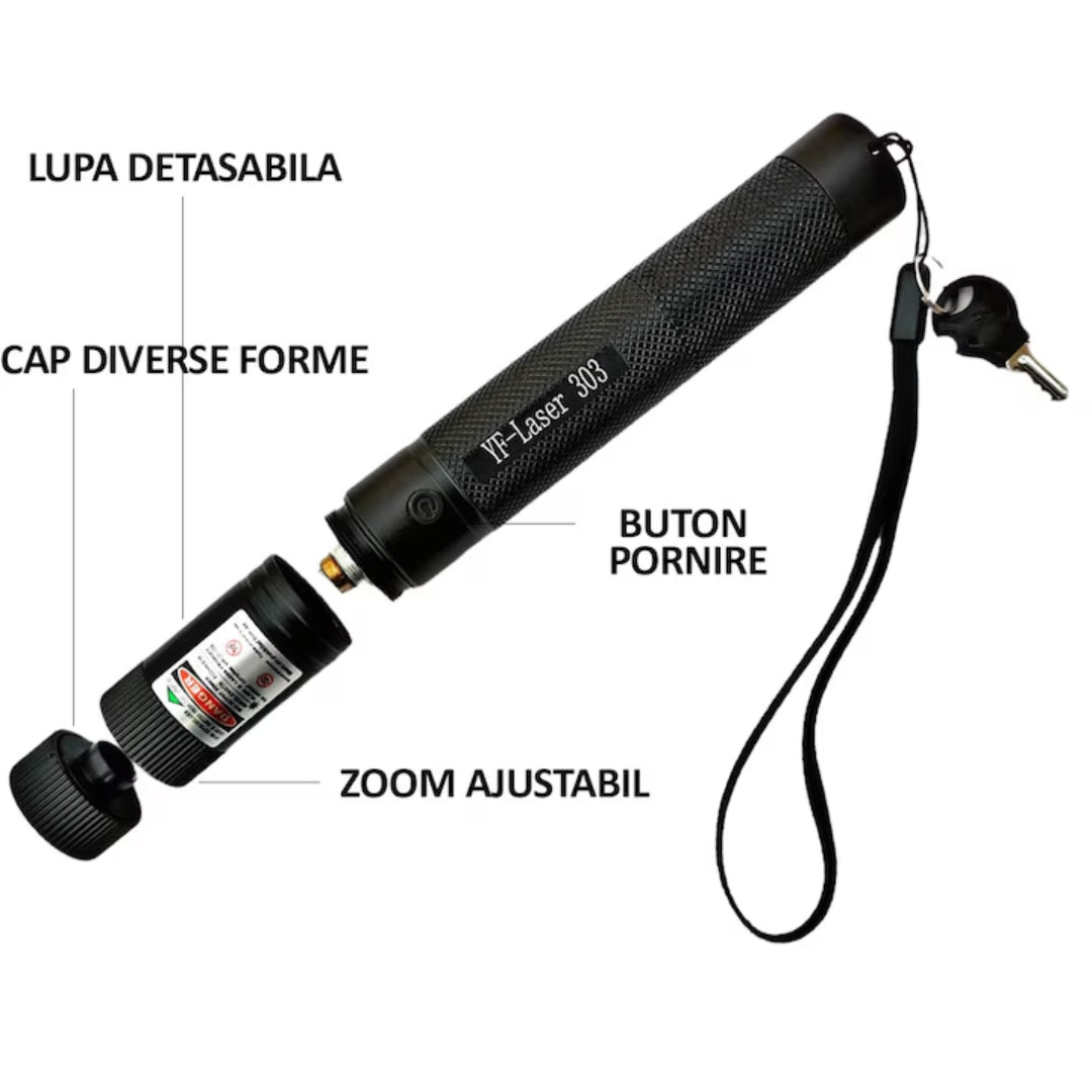 Laser Pointer cu LED Verde 532 nm, Acumulator 4500 mAh, cu Cutie